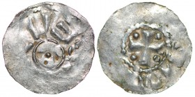The Netherlands. Friesland (?). AR Denar (19mm, 0.82g). Unknown mint (imitation?). Small cross, pellet in center / Cross with pellets in each angle. D...