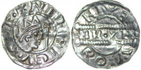 The Netherlands. Friesland. Bruno III 1038-1057. AR Denar (17mm, 0.85g). Uncertain mint. NEHRICV•SRE•X, crowned head right, cross-tipped scepter befor...