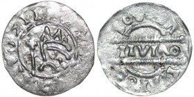 The Netherlands. Imitation of Bruno III 1038-1057. AR Denar (16.5mm, 0.64g). Uncertain mint. Crowned head left, cross-tipped scepter before / IIVIΛO w...