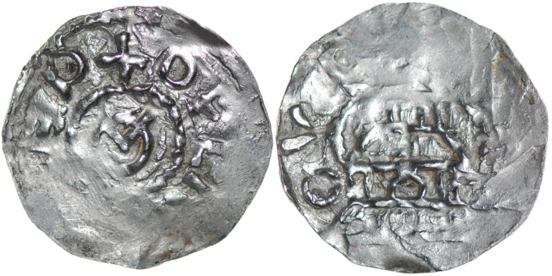 Switzerland. Diocese of Chur. Ulrich I von Lenzburg 1002-1026. AR Denar (20mm, 1...