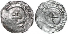 Uncertain. Ca 1000-50. AR Denar (18mm, 0.98g). Unknown mint. Pseudo legend, small cross / Pseudo legend, small cross. UMM (Uppsala Museum collection) ...