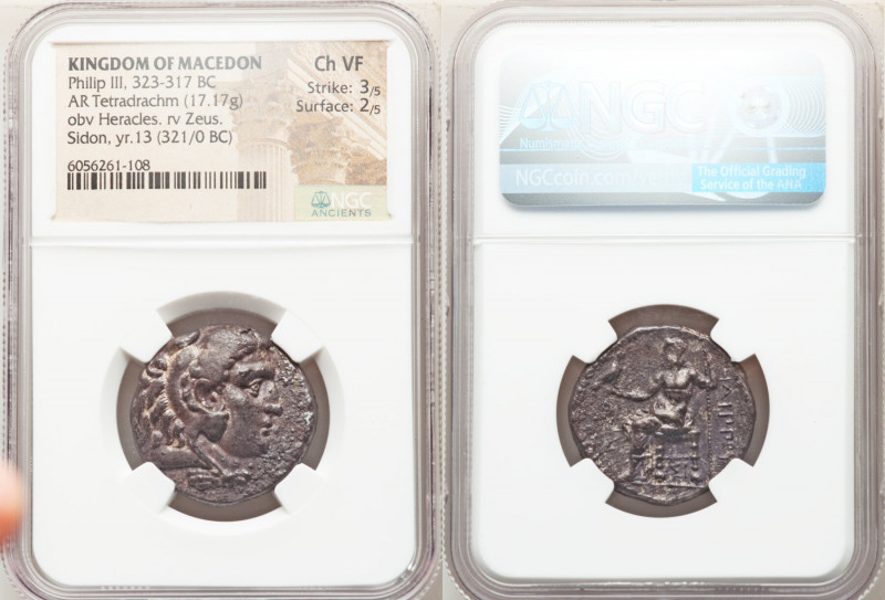MACEDONIAN KINGDOM. Philip III Arrhidaeus (323-317 BC). AR tetradrachm 25mm, 17....
