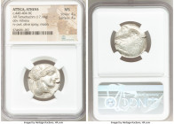 ATTICA. Athens. Ca. 440-404 BC. AR tetradrachm (21mm, 17.16 gm, 7h). NGC MS 4/5 - 4/5. Mid-mass coinage issue. Head of Athena right, wearing crested A...