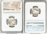 ATTICA. Athens. Ca. 440-404 BC. AR tetradrachm (23mm, 17.15 gm, 8h). NGC Choice XF 5/5 - 4/5. Mid-mass coinage issue. Head of Athena right, wearing cr...
