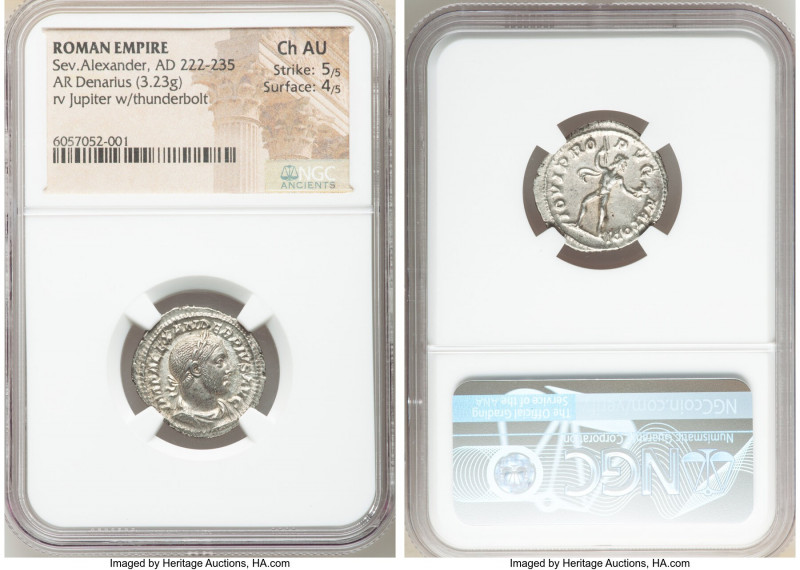 Severus Alexander (AD 222-235). AR denarius (19mm, 3.23 gm, 7h). NGC Choice AU 5...