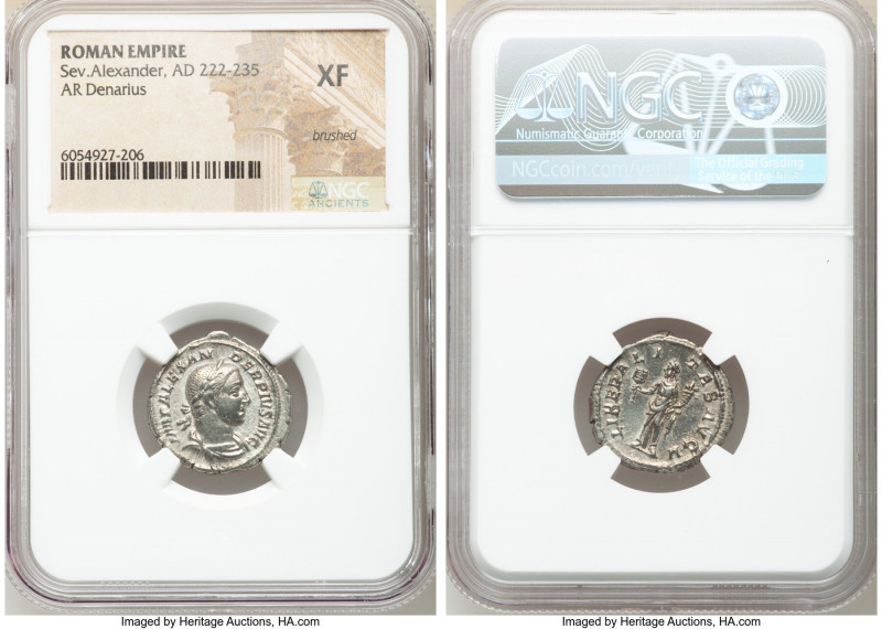 Severus Alexander (AD 222-235). AR denarius (19mm, 1h). NGC XF, brushed. Rome, A...