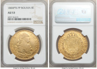 Charles IV gold 8 Escudos 1800 PTS-PP AU53 NGC, Potosi mint, KM81. Peripheral toning in orange blush color. AGW 0.7615 oz. 

HID09801242017

© 202...
