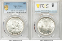 George V Dollar 1935 MS65 PCGS, Royal Canadian mint, KM30. Lustrous and untoned. 

HID09801242017

© 2020 Heritage Auctions | All Rights Reserved