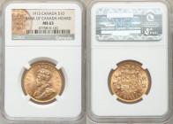 George V gold 10 Dollars 1913 MS63 NGC, Ottawa mint, KM27. Beautiful luster with rose-gold color. AGW 0.4837 oz. 

HID09801242017

© 2020 Heritage...