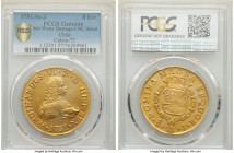 Ferdinand VI gold 8 Escudos 1751 So-J UNC Details (Salt Water Damage) PCGS, Santiago mint, KM3, Cal-824 (prev. Cal-72). Harvest-gold appearances decor...