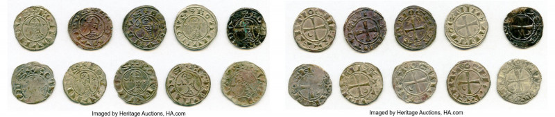 Principality of Antioch 10-Piece Lot of Uncertified Bohemond Era "Helmet" Denier...