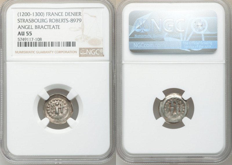 Strasbourg. Anonymous Denier (Angel Bracteate) ND (1200-1300) AU55 NGC, Rob-8979...