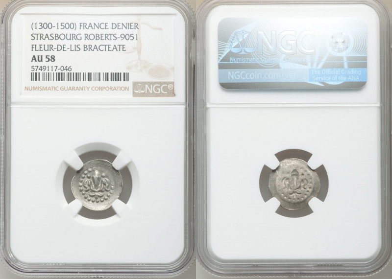 Strasbourg. Anonymous Denier (Fleur-de-Lis Bracteate) ND (1300-1500) AU58 NGC, R...