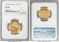 Louis XVIII gold 40 Francs 1818-W AU58 NGC, Lille mint, KM713.6. Rose toned with multiple tiny die breaks on obverse. AGW 0.3734 oz. 

HID0980124201...