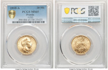 Prussia. Wilhelm II gold 20 Mark 1910-A MS65 PCGS, Berlin mint, KM521. Shimmering butter gold colored. 

HID09801242017

© 2020 Heritage Auctions ...