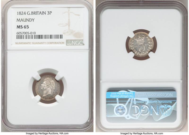 George IV Maundy 3 Pence 1824 MS65 NGC, KM685.2, S-3819. Mintage: 2,112. Lowest ...