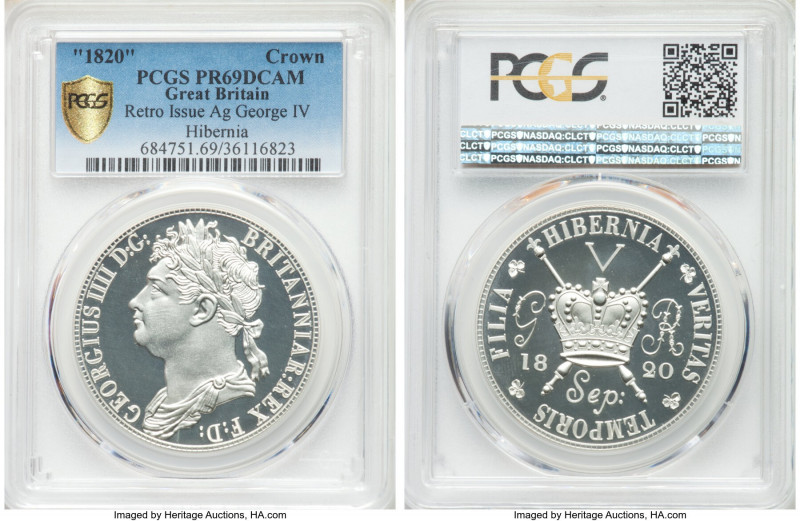 3-Piece Lot of Certified Assorted INA Retro Fantasy Crowns PCGS, 1) George IV si...