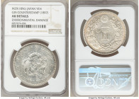 Meiji 3-Piece Lot of Certified and Uncertified Yen, 1) Counterstamped Yen ND (1897) - AU Details (Environmental Damage) NGC, KM-Y28a.2. Countermarked ...