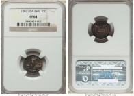 USA Administration Proof 10 Centavos 1903 PR64 NGC, Philadelphia mint, KM165. Mintage: 2,558. First year of type. Rose-gray and teal toned, muted lust...