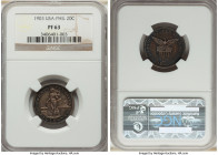 USA Administration Proof 20 Centavos 1903 PR63 NGC, Philadelphia mint, KM166. Mintage: 2,558. First year of type. Sunset toned centers teal peripherie...