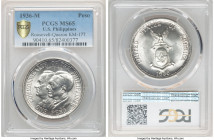 USA Administration "Roosevelt & Quezon" Peso 1936-M MS65 PCGS, Manila mint, KM177. Untoned blast white example with brilliant luster. 

HID098012420...