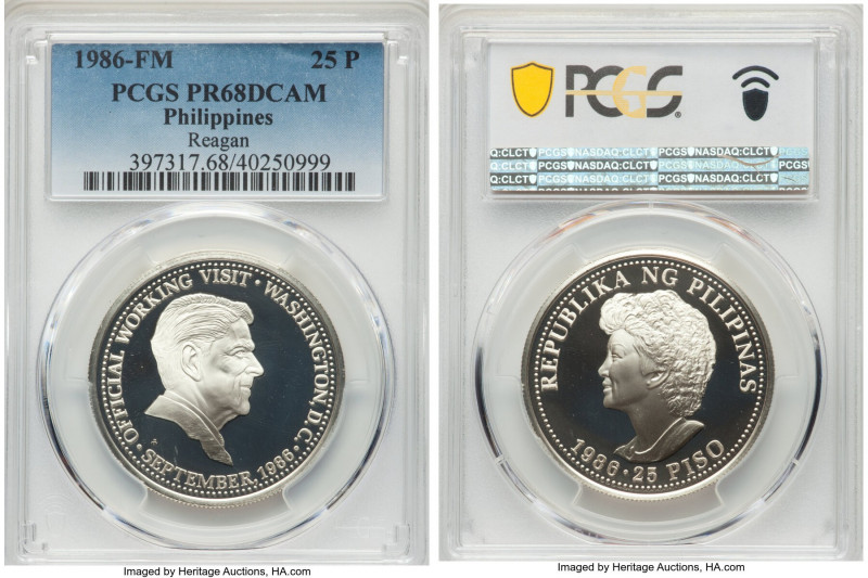 Republic 25 Piso 1986-FM PR68 Deep Cameo PCGS, KM246. Mintage: Est. 1,000. Presi...