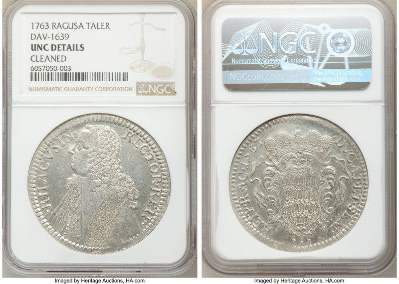 Republic Tallero 1763 UNC Details (Cleaned) NGC, KM18, Dav-1639. 

HID09801242...