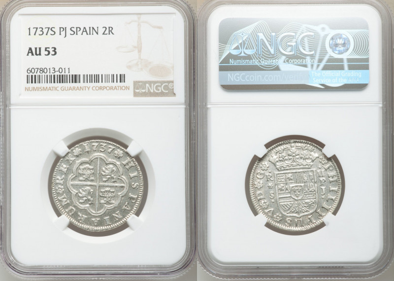 Philip V 2 Reales 1737 S-PJ AU53 NGC, Seville mint, KM355.

HID09801242017

...