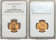 Oscar II gold 20 Kronor 1878/7-EB MS64 NGC, KM748. Charming harvest-gold surfaces abounding this near-gem representative, featuring a clear and bold 8...