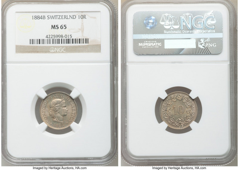 Confederation 4-Piece Lot of Certified Assorted 10 Rappen NGC, 1) 10 Rappen 1884...