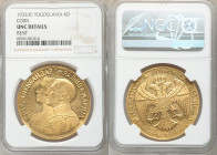 Alexander I gold "Corn Countermarked" 4 Dukata 1932-(k) UNC Details (Bent) NGC, Belgrade mint, KM14.2.

HID09801242017

© 2020 Heritage Auctions |...