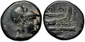 Kingdom of Macedon, Demetrios I Poliorketes AE Salamis, circa 300-295 BC. 
Helmeted head of Athena to right.
Rev: Prow of galley to right, BA above.
N...