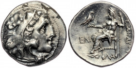 Kings of Macedon, Alexander III “the Great” (336-323 BC). AR Drachm. Kolophon, c. 319-310. 
Head of Herakles right wearing lion skin.
Rev: Zeus Aëtoph...