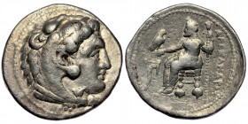 Kings of Macedon. Alexander III the Great (336-323 BC). AR Tetradrachm. Lifetime issue of Tarsus, 327-323 BC. 
Head of Heracles right wearing lion ski...