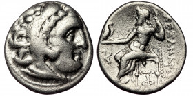 KINGS of MACEDON. Alexander III 'The Great'. 336-323 BC. AR Drachm Kolophon mint. 
Struck 310-301 BC.
Head of Herakles right, wearing lion's skin head...