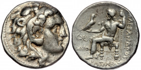 MACEDONIAN KINGDOM. Alexander III the Great (336-323 BC). AR tetradrachm.
Posthumous issue of Carrhae, ca. 315-305 BC. 
Head of Heracles right, wearin...