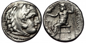 MACEDONIAN KINGDOM. Philip III Arrhidaeus (323-317 BC). AR Drachm Sardes, ca. 323-319 BC. 
Head of Heracles right, wearing lion skin headdress, paws t...