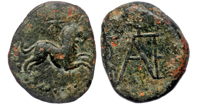 KINGS OF BOSPOROS. Polemo I (Circa 37-8 BC). Ae. Pantikapaion.
Lion springing ri...