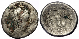 Kings of Cappadocia, Ariobarzanes III Eusebes Philoromaios 52-42 BC, AR Drachm.
Diademed head of Ariobarzanes III with beard, to right
Rev: Athena sta...