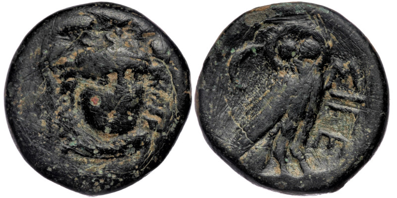 TROAS. Sigeion. Ae (355-334 BC).
Obv: Helmeted head of Athena facing slightly ri...