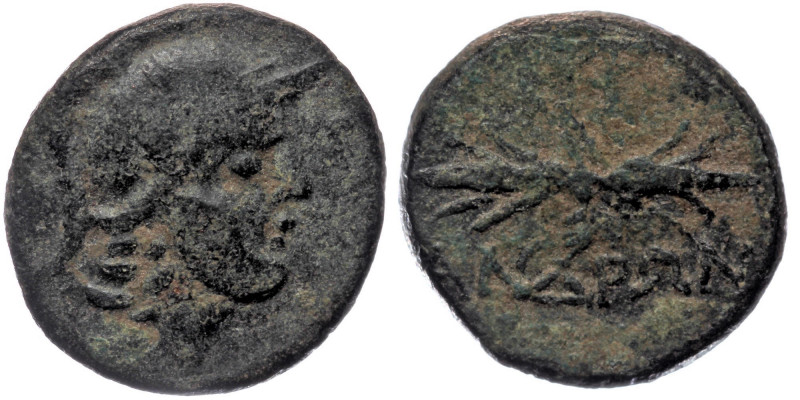 IONIA. Metropolis. AE15 Andron[...], magistrate. 1. century BC.
Obv: Helmeted he...