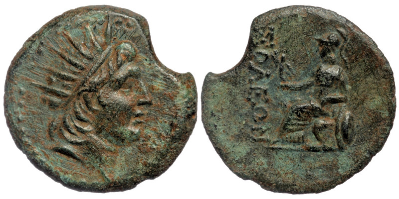 CILICIA. Soloi. Ae (Circa 100-30 BC).
Radiate head (of Helios?) right; 
Rev: ΣOΛ...