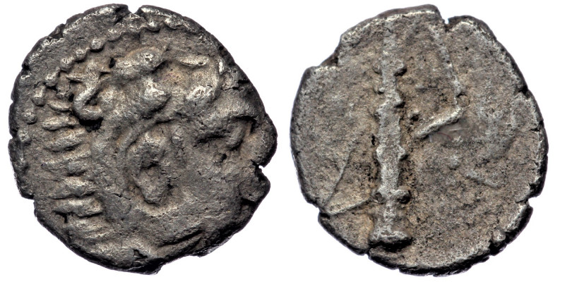 CILICIA Uncertain. Obol 4th century BC. AR
Obv: Head of Herakles right, wearing...