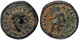 Titus (79-81) AE17 Quadrans, uncertain mint on the Balkans (Thrace?), 80-81.
IMP T CAESR DIVI VESPAS F AVG - laureate head to right
Rev: IVLIA AVGVSTA...
