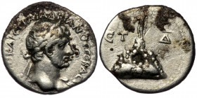 CAPPADOCIA. Caesarea. Hadrian (117-138) AR Hemidrachm, Year 4 (120/1 AD). 
[AUY]TO KAIC TPAI AΔPIANOC CЄBACT - Laureate bust right, slight drapery on ...