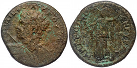 Galatia. Ankyra. Caracalla AD 198-217AE
ANTΩNINOC AYΓOYCTOC. / Laureate, draped and cuirassed bust left, holding spear and a shield decorated with an ...