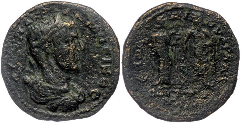 Lydia. Saitta. Elagabalus AD 218-222. AE
 AYT M AYP ANTΩNEINOC Laureate, draped ...