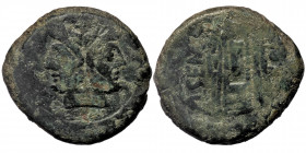 L. Sempronius Pitio, Rome, 148 BC. AE33 As 
Laureate head of bearded Janus. 
Rev: L SEMP / ROMA - Prow of galley right 
Crawford 216/2a
29,79 gr, 33 m...