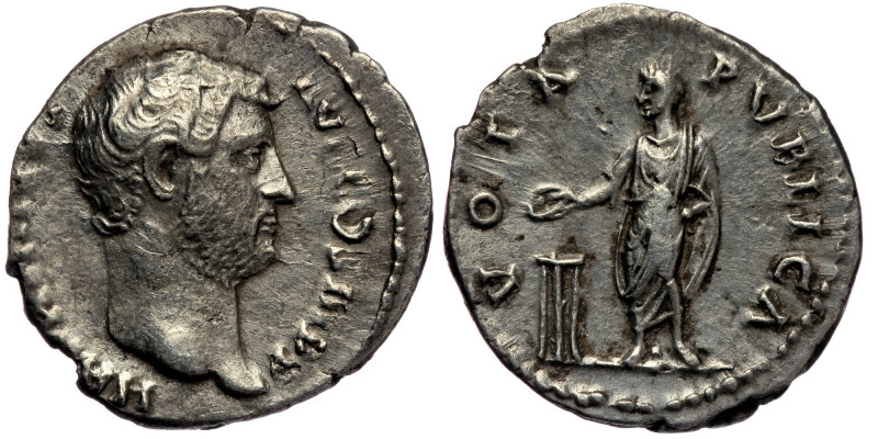 Hadrian AR Denarius. Rome, circa AD 137-138. 
HADRIANVS AVG COS III P P, bare he...