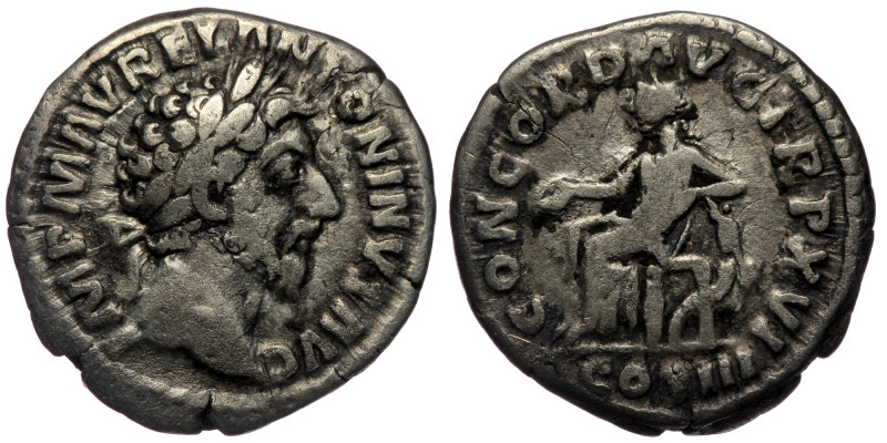 Marcus Aurelius (161-180) AR denarius Rome, 162. 
IMP M AVREL ANTONINVS AVG - la...